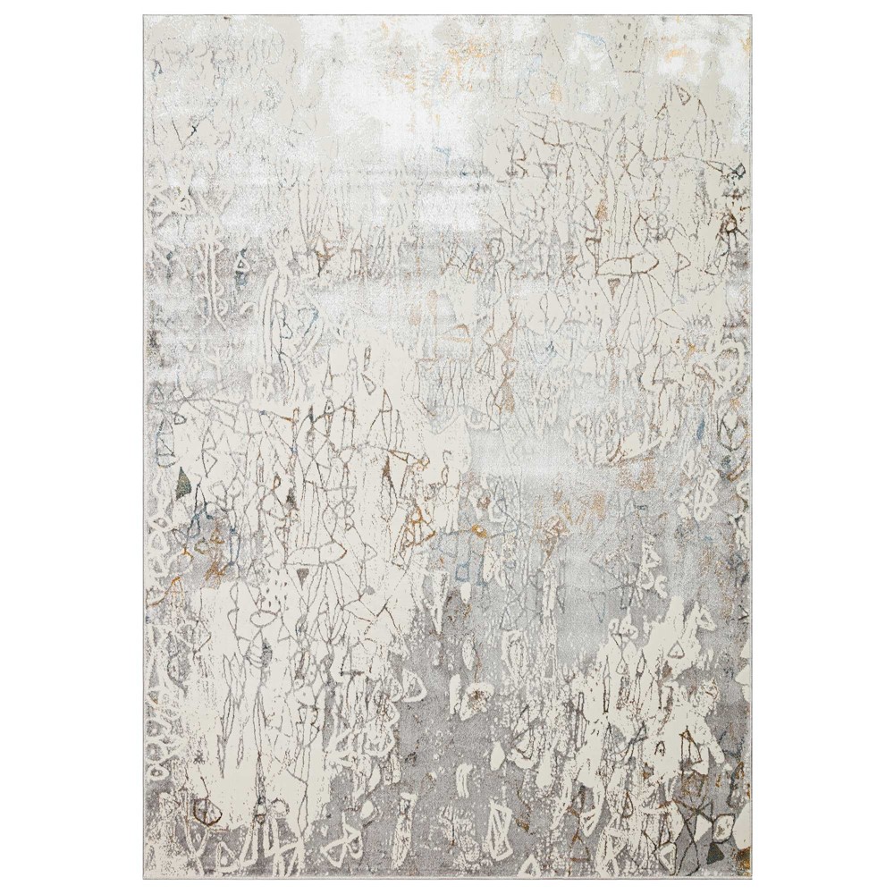 Dalia DAL07 Abstract Rugs in Ivory Silver Grey